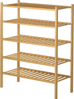5 Tier Bamboo Shoe Rack for Closet Free Standing Wood Shoe Shelf for Entryway Small Space Stackable 27"x11"x33" (Natural)