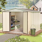 Heavy-Duty Outdoor Garden Shed with Aluminum Alloy Frame, Hinged Door, and Stable Foundation for Secure Storage (10x8 Feet White Garden Shed)