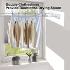 Retractable Clothesline - Heavy Duty 44lb Dual 304 Stainless Lines,16.7ft Anti-Sag Design,Install for Indoor/Outdoor Use (White, Dual Lines)