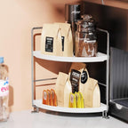 2-Tier Corner Bathroom Countertop Organizer, Tiny Counter Corner Shelf Skincare Makeup Perfume Organizer and Organization for Kitchen (White)