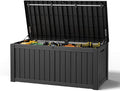 Outdoor Storage Box, Resin Deck Boxes Indoor and outdoor, Waterproof Storage Box Lockable Lid (Black,150 Gallon)