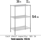 21" Deep x 36" Wide x 54" Height Wire Shelving Kit | 3-Tier | NSF Commercial Storage Rack Unit