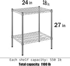 18" Deep x 24" Wide x 27" Height Wire Shelving Kit | 2-Tier | NSF Commercial Storage Rack Unit
