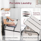 3-Compartment Laundry Cart with Lockable Wheels & Lid 180L Large Wheeled Laundry Basket Heavy-Duty Sorting Organizer for Laundry Room (White)