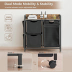 Laundry Sorter with 3 Sections, Laundry Hamper with Wheels, Laundry Basket with Small Side Pockets and Pull-Out Removable Liners,for Laundry Room Bedroom Bathroom (100L)