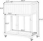 35.4'' x 17.7'' x 37.4'' Wooden Cold Frame with Double Doors and Wheels, Raised Garden Bed with Liner for Outdoor and Indoor Plants, White