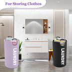 Set of 2 Collapsible Laundry Baskets with Aluminum Handles, 95L Large Laundry Baskets in 600D Oxford Fabric, Portable Dirty Clothes Hampers for Bedroom, Travel, Black + Purple