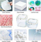 2 Pack Laundry Room Organization Containers, Clear Laundry Organizer & Laundry Pods Container for Pods & Powder, Laundry Room Organization and Storage with Dryer Sheet Holder