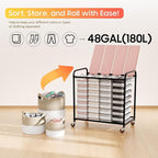 Laundry Sorter 4 Sections 48 Gal, Rolling Laundry Basket with Lockable Wheels and Lid, Laundry Hamper with 4 Separated Removable Bags Dirty Clothes Hamper for Laundry Room Organizer, Pink
