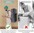 Laundry Bag Backpack, 2PCS Extra Large Travel Laundry Bag with Mesh Pocket & Adjustable Shoulder Straps,Dirty Clothes Travel Bag for College Students Dorm,Apartment(Grey)