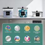 3 Pack Laundry Pod Containers and Dryer Sheet Holder Acrylic Jars with Bamboo Lids and Labels Laundry Room Organization Containers for Scent Booster Powder Detergent Pods Storage