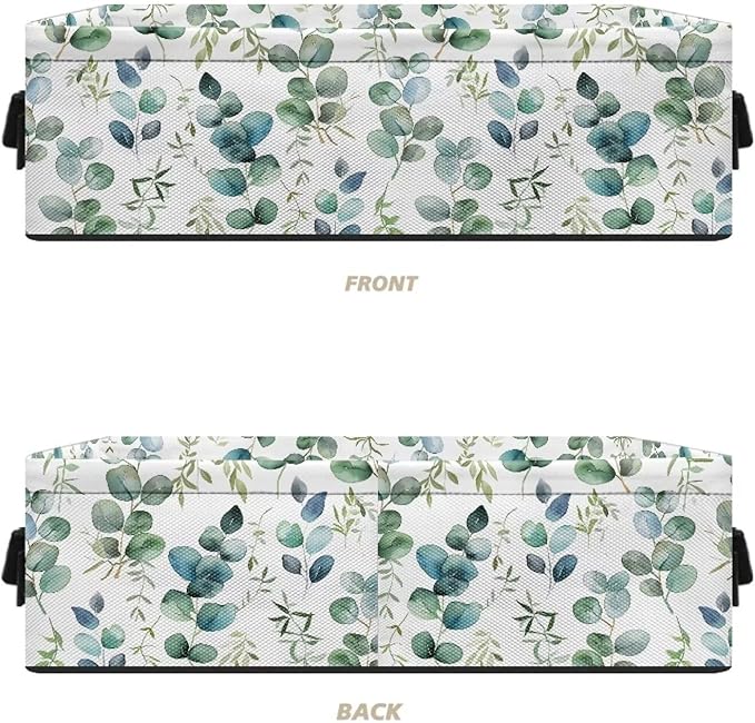 Multi-purpose Storage Basket Small Storage Bins Collapsible Rectangular Toilet Paper Basket Organizer for Bathroom Bedroom Kitchen Office Organization, Eucalyptus Leaf