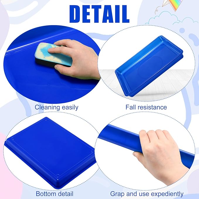 Hoteam 10 Pcs Flat Storage Organizer Tray Bin Letter Size Paper Tray for Classroom Plastic Stackable File Organizer for School Office Teacher Book Organization(Blue,16.14 x 11.81 x 1.38 Inch)