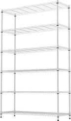 6 Tiers Storage Shelves Load 2100LBS, Metal Shelving Wire Metal Shelving Unit Shelves for Storage Adjustable Garage Shelving for Pantry Kitchen Garage Chrome 17.7" D x 47.3" W x 82.4" H