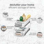 madesmart 2 Tier Bath Organizer, Undersink Storage with Sliding Drawers, for Cleaning Supplies, Pantry, Sponges, Bottles & Kitchen Essentials, Adjustable Dividers & Pull Out Sliding Baskets, Frost