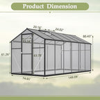 Large Walk-in Clear Polycarbonate Greenhouse with Rain Gutters & Adjustable Roof Vent - Sturdy Aluminum Frame Outdoor Plant House for Vegetable, Flower & Garden Growth-Outbuilding (6x12 ft)