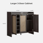 SICOTAS Shoe Storage Cabinet Set of 2, Large Tall Shoe Cabinet, Rattan Shoe Cabinet Storage for Entryway, Farmhouse Cabinet with Doors and Adjustable Shelves for Entryway Hallway, Black Oak