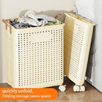 4-Tier Laundry Hamper Sorter & X-Large Foldable Laundry Hamper, Vertical Rolling Laundry Baskets with Wheels, Stackable Laundry Cart Organizer and Storage for Small Space, Closet, Bathroom