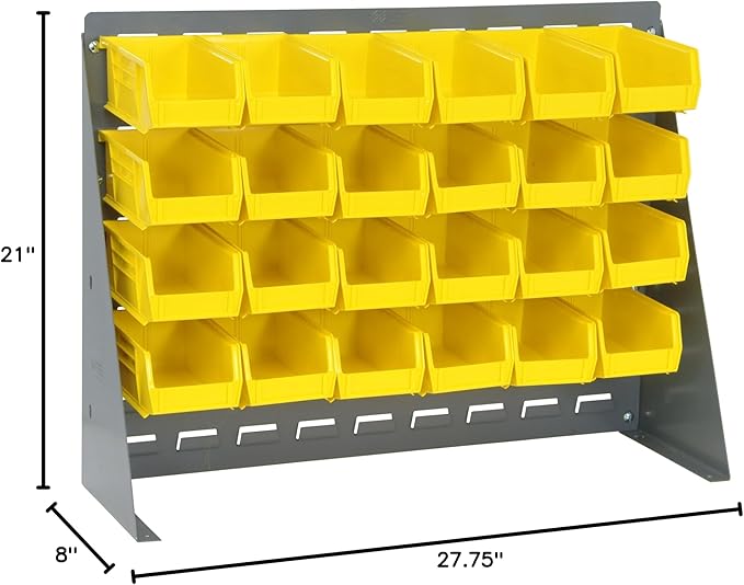 Quantum Storage Systems QBR-2721-210-24YL Ultra Bin Complete Bench Rack Package with 24 Ultra Bins, 27" x 8" x 21" , Yellow
