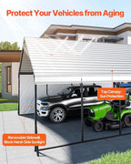 VEVOR Heavy Duty Metal Carport, 20 x 20 ft Outdoor Carport with Sturdy Frame & Roof, Car Garage Shade with Removable Sidewalls, Multi-Use Car Shelter for Pickup, Boat, Trucks & Tractors