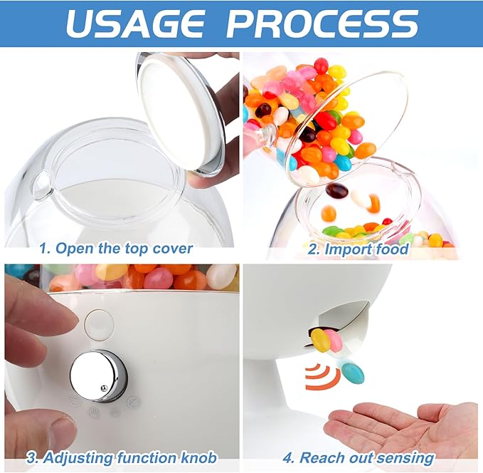 12"Large Automatic Candy Dispenser Machine,Vintage Motion Activated Candy Dispenser Touch Free,3 Distribution Options Desktop Auto Candy Dispenser for Office Desk,Home,Party