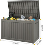 Outdoor Storage Box, Resin Deck Boxes Indoor and outdoor, Waterproof Storage Box Lockable Lid (Grey,270 Gallon)