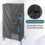 Wire Shelving Cover for Storage Shelf and Wire Rack, 48" W x 24" D x 72" H, Heavy-Duty Dust Cover with Nylon Buckle and Hook & Loop Closure (Black, No Shelves)