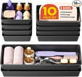 10 Pack Large Size Plastic Drawer Organizers Set, 3 Sizes Desk Drawer Organizer Trays, Storage Bins for Vanity, Makeup, Bathroom, Kitchen Utensils and Office (Black)