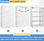 Wire Rack Covers,Heavy Duty 600D Dustproof Waterproof Storage Rack Covers for Metal Shelves,Storage Shelf Cover with Zipper for Wire Shlef,30''W x 14''D x 63''H,Beige with Clear Front