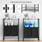 2 Section Laundry Sorter, Laundry Hamper with Shelf, 90L Pull-Out and Removable Oxford Fabric Laundry Bags, 2 Laundry Organizer Basket Clothes Separator Hamper, Black