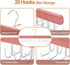 TOPIA HANGER Cedar 2 in 1 Belt Tie Hanger for Closet Max 30 Belts with 30 Ties Capacity, 20 Hooks Belt Tie Racks Hanger for Closet Organizer Storage “U” Fit Belt and “一” Fit Tie - CT53C