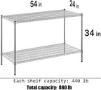 24" Deep x 54" Wide x 34" Height Wire Shelving Kit | 2-Tier | NSF Commercial Storage Rack Unit