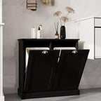 Two-Compartment Tilt-Out Laundry Sorter Cabinet-Black