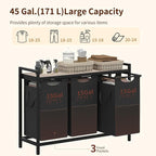 Heybly Laundry Hampers, 3 × 15 Gal (171 L) Laundry Basket with Large Desktop Sorter for Laundry Room organization, Bathroom and Dorm Laundry Bags on Storage Shelf Greige HLH003SG