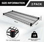 2 Pack Additional Wire Shelf for Wire Shelving Units Chrome Finish Shelving Weight Capacity 600-800 Lb, Heavy Steel Industrial for Warehouses, Closets, Kitchen (Black,14" W X 36" L)