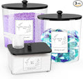3 Pack Laundry Powder Container & Dryer Sheet Holder, Plastic Laundry Room Organization and Storage Jars with Lids, Labels & Scoops for Powder, Detergent, Scent Booster (Black Lid)
