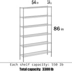 14" Deep x 54" Wide x 86" Height Wire Shelving Kit | 6-Tier | NSF Commercial Storage Rack Unit