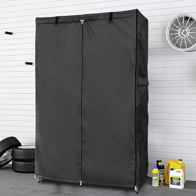 Wire Rack Covers,Heavy Duty 600D Dustproof Waterproof Storage Rack Covers for Metal Shelves,Storage Shelf Cover with Zipper for Wire Shlef,36''W x 19''D x 72''H,Black with Clear Front