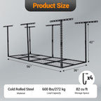 PeakPursuit 3x8FT Overhead Garage Storage Rack, 600LB Capacity Heavy Duty Ceiling Storage Racks, 22-40" Height Adjustable Metal Organizer System for Seasonal Items & Tools