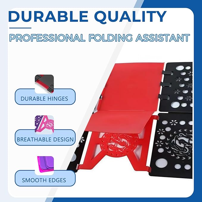 3Pack Foldable Laundry Board | Portable Shirt & Clothes Folder Organizer | Quick Folding Tool for Home & Travel（ Black Red, Cyan Blue, and Pink Purple ）