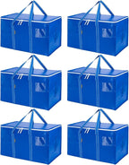 BALEINE 6-Pack Oversized Moving Bags with Reinforced Handles, Heavy-Duty Storage Tote for Clothes, Moving Supplies (Royal Blue, 6-Pack)