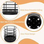 Metal Kitchen Utensil Holder for Kitchen Counter-5.43 x 5.98 inch, Black Utensil Crock for Spatula, Spoon, Fork & Knife, Rustproof Organizer