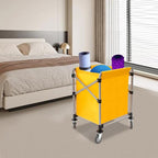 Commercial Laundry Cart with Wheels,Folding Laundry Hamper Cart,Heavy Duty Rolling Laundry Basket with Large Capacity,Laundry Sorter Trolley for Home Hotel Apartment (Yellow, 23.62 * 19.69 * 23.62in)