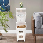 2-Tier Rolling Laundry Cart with Wheels, Stackable Vertical Laundry Sorter & Organizer for Bathroom, Bedroom, and Laundry Room (2-Tier)