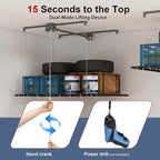 4x8 FT Overhead Garage Storage Rack for Ceilings, Heavy-Duty Metal Adjustable Ceiling Storage Racks with Safety Lock, 270LBS Mounted Rack, All-Steel Garage Organizer (4x8 FT)