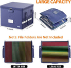 ENGPOW 5200°F File Box Fireproof Document Box with Lock,Heat Insulated Collapsible File Storage Organizer Box with Handle,Portable Home Office File Cabinet for Hanging Letter/Legal Size Folder, Blue
