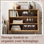 3Pack Toilet Paper Basket for Organizing Scalloped Edge Wicker Basket with Handles Toilet Tank Paper Holder Storage for Bathroom Bedroom Countertop Shelf Decor(Brown,Plastic)