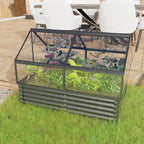 Heavy-Duty Outdoor Garden Shed with Aluminum Alloy Frame, Hinged Door, and Stable Foundation for Secure Storage (Large Raised Flower Bed and Greenhouse Sets)