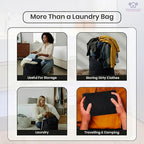 LFH Home Large Premium Cotton Canvas Laundry Bag with Drawstring and Handles Heavy Duty, Multi-Use, and Washable for Home, Travel, College or Storage 28x 40 (Pack of 6)-Black
