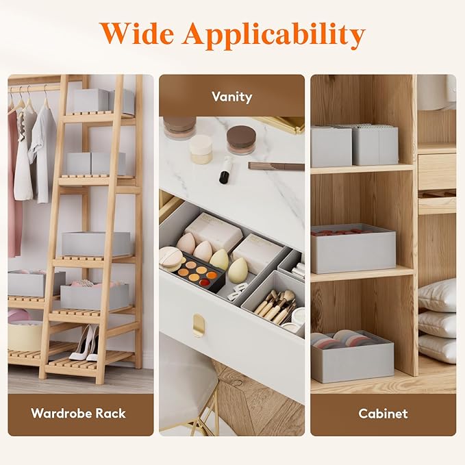 Lifewit Underwear Drawer Organizer for Closet 8 Pack, 3 Sizes Dresser Organizer Dividers, Deep Fabric Foldable Drawer Storage Organizer Bins for Clothes, Sock, Bra, Lingerie, Undies